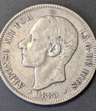 5 pesetas de Alfonso XII, 1885 (MSM) - El último duro del rey