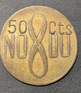 Ficha Caridad Sevilla "NO8DO". 50 Céntimos "Asociación Sevillana de Caridad". Rareza