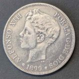 5 Pesetas 1899 Alfonso XIII "El Pelón" (Plata .900)