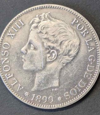 5 Pesetas 1899 Alfonso XIII "El Pelón" (Plata .900)