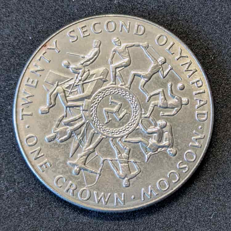item-17 Moneda de 1 corona de la Isla de Man (1980) - Juegos Olímpicos de Moscú