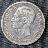 5 pesetas 1878 Alfonso XII, ensayadores D.E.-M.