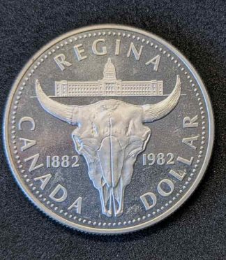 Moneda de 1 dólar de Canadá de 1982 (Centenario de Regina) - PLATA (500 milésimas)