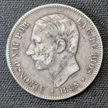 5 pesetas 1885 Alfonso XII, segunda estrella poco visible