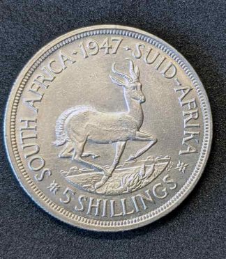 Moneda de 5 chelines de Sudáfrica de 1947 (Rey Jorge VI) - PLATA (800 milésimas)
