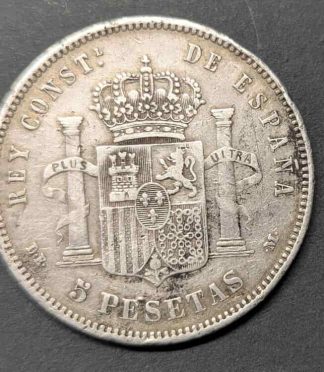5 pesetas Alfonso XII, 1877 18-77 (DEM) - Estrellas Visibles