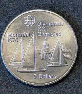 Moneda de 5 dólares de Canadá de 1973 (Juegos Olímpicos de Montreal, Vela) - PLATA (925 milésimas)