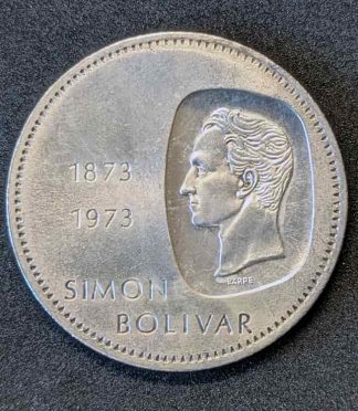 Moneda de 10 bolívares de Venezuela de 1973 (Centenario efigie de Simón Bolívar) - PLATA (900 milésimas)