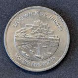 Moneda de 25 peniques de Jersey (1977) - Jubileo de Plata de Isabel II y castillo de Mont Orgueil