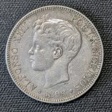 5 pesetas 1898 Alfonso XIII, estrellas 18-98 perfectamente visibles. Año del Desastre