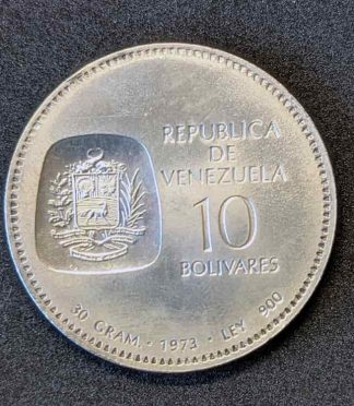 item-32 Moneda de 10 bolívares de Venezuela de 1973 (Centenario efigie de Simón Bolívar) - PLATA (900 milésimas)