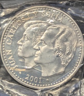 2000 pesetas 2001 "Última Emisión de la Peseta". Plata SC en funda original