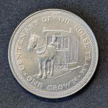 Moneda de 1 corona de la Isla de Man (1976) - Centenario del tranvía de caballos