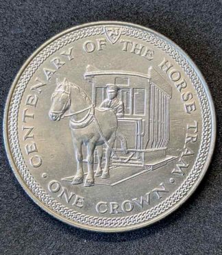 item-39 Moneda de 1 corona de la Isla de Man (1976) - Centenario del tranvía de caballos