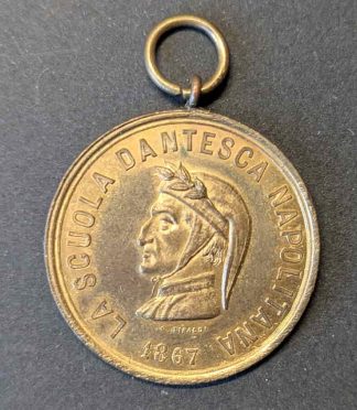 Medalla mérito Scuola Dantesca Napolitana 1867 Dante Alighieri educación popular