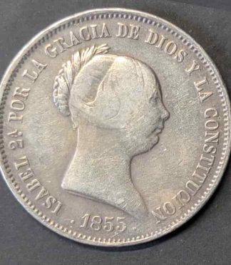 20 Reales 1855 Isabel II "Cabeza Desnuda" (Plata .900)