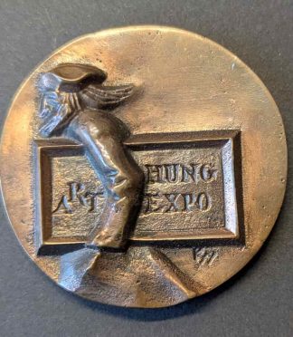 Medalla bronce Art Hung Expo Budapest diseño escultórico relieve