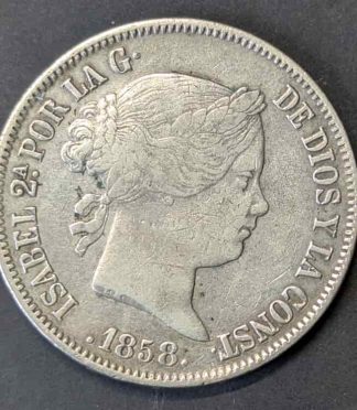 20 Reales 1858 Isabel II "Laureada" (Plata .900)