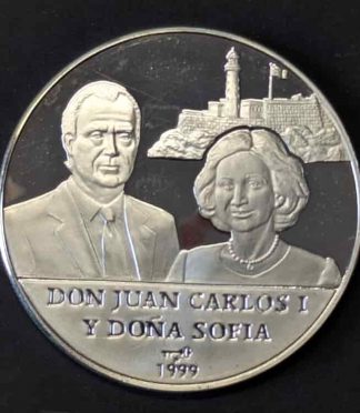 Moneda de Plata 10 Pesos Cuba (1999) - Histórica Visita Real de Juan Carlos I y Sofía