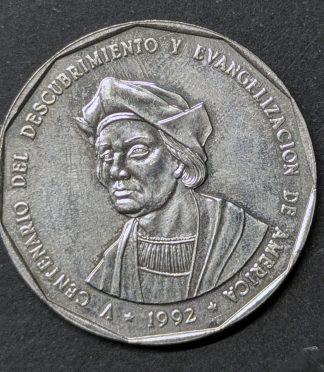 1 peso de República Dominicana 1992 - V Centenario (Cristóbal Colón)