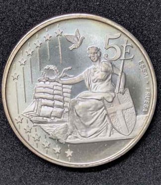 Moneda de prueba de 5 euros de plata de Dinamarca (2002) - Ensayo Piedfort