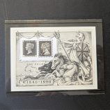 Hoja bloque Reino Unido 150 aniversario Penny Black 1840-1990 Britannia