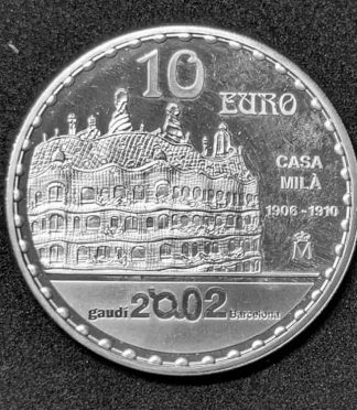 Moneda de 10 euros de España 2002 - Año Internacional de Gaudí (Casa Milà) en calidad proof